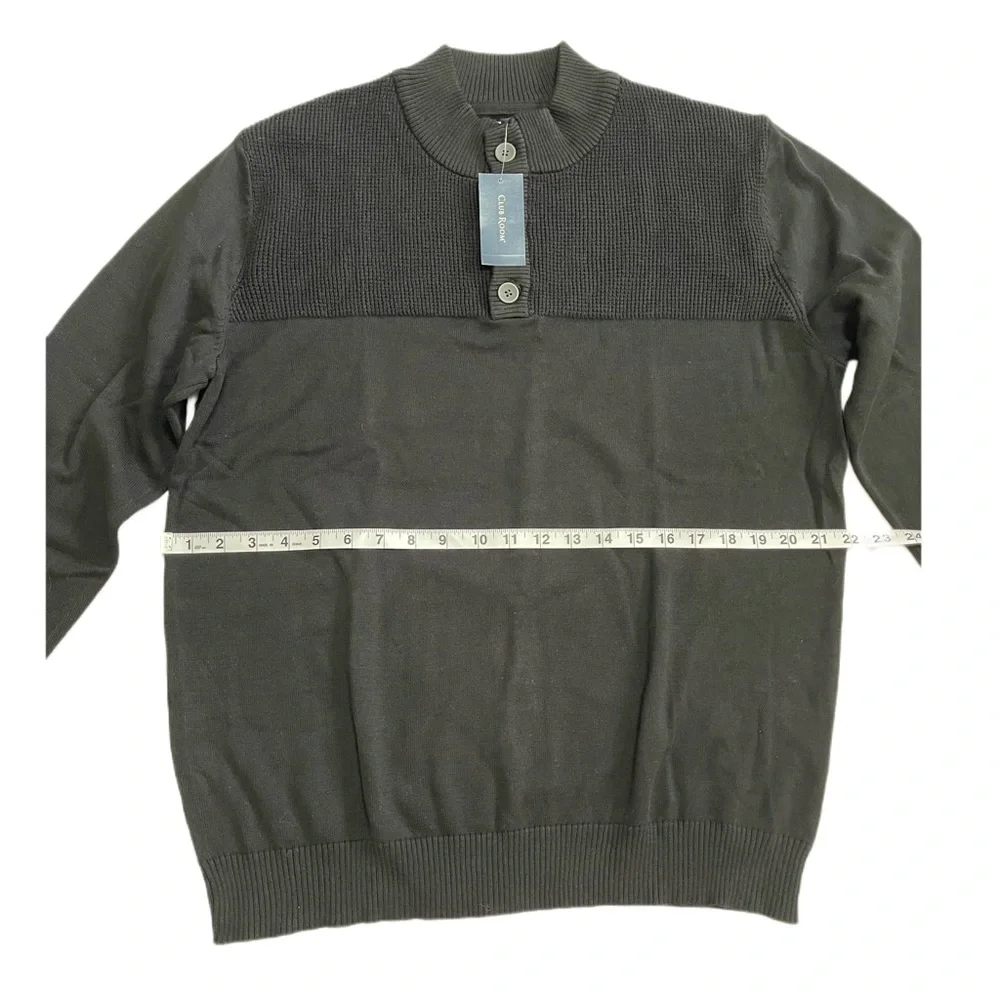 Club Room Mens Button Mock Neck Sweater Size L Deep Black - Picture 9 of 10
